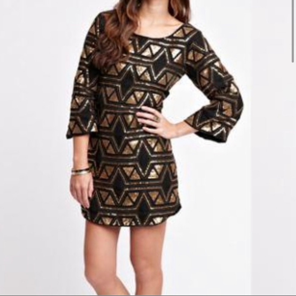 Billabong black and gold sequin dress